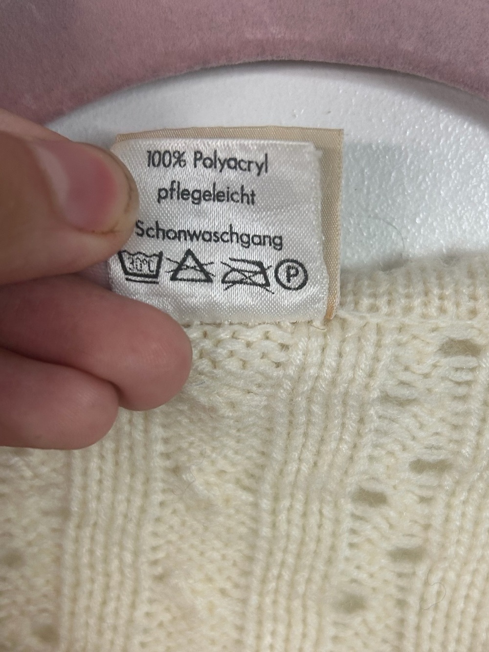 Vintage Cottagecore Grandmacore Cable Knit Cardigan Cream Sweater Size Small 90s - Picture 9 of 11